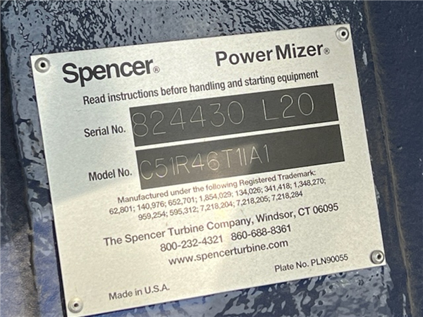 Unused Spencer 5000 Series Powermizer Blower)
